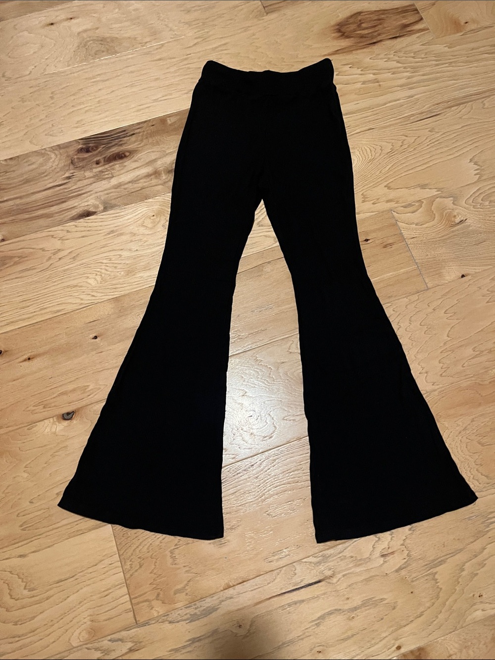 SHEIN Black Ribbed Bootcut Flare Pants